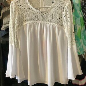 Lilly Pulitzer Cream Crochet Amenna top, resort‎ white, 4